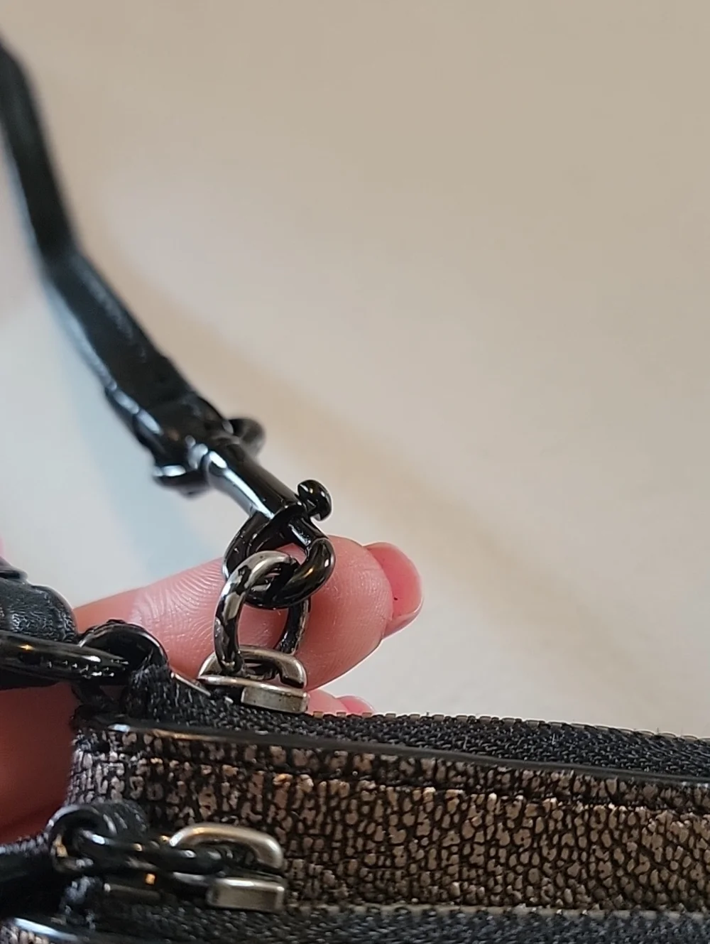 Coach Metallic Bronze Leather Double Zip Wristlet With Gunmetal Hardware